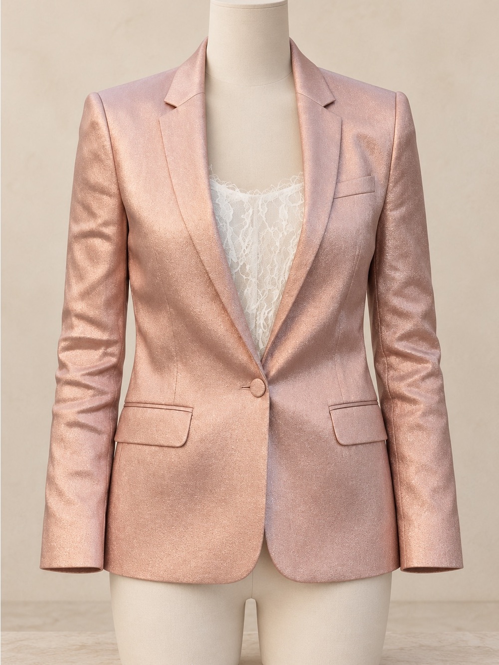 Topshop Metallic Rose Blazer in Shimmering Pink